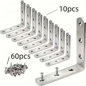 TEMU 70개 L자형 직각 브래킷 세트 (70개) - 90도 코너 브레이스, 사전 구멍 및 나사 포함 - 가구, 선반, 캐비닛, 테이블, 책상용 금속 조인트 지지대