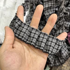TEMU 빈티지하고 산뜻한 체크 무늬 러플 스커트 트림, 헤어밴드, 드레스 밑단, 애완동물 옷, 신발 장식에 적합