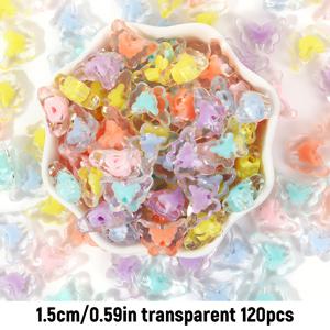 TEMU 15mm 다양한 색상의 아크릴 나비 비즈 120개 세트. 팔찌, 목걸이, 키링 및 기타 공예 프로젝트 제작에 적합. 나비 테마 주얼리