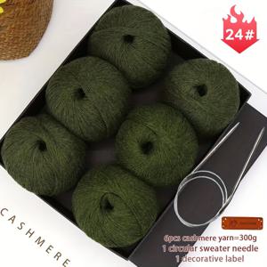 TEMU 캐시미어 스카프 재료 키트: 핸드메이드 캐시미어 스카프용 울과 캐시미어 실. 커플 스카프, 고급 캐시미어 스웨터, 모자, 대형 쇼울, 조끼, 장갑 등 남녀 가을 겨울 패션 니트웨어 제작에 적합. 실 6개, 뜨개질 바늘, 장식 패치 포함