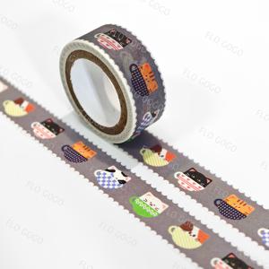 TEMU 귀여운 고양이 머그 패턴 와시 테이프, 1.5cm×5m, 플래너, 공예 장식용, 다이어리, 사진 앨범, 선물 포장 등에 적합