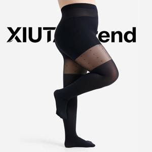 TEMU XIUTAI 플러스 사이즈 300파운드 무릎 위 폴카 도트 패션 섹시 다용도 가터 타이츠, 데일리 웨어, 다양한 행사용