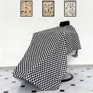 TEMU 살롱 & 홈용 체크무늬 뷰티 앞치마 - 대형 성인용 재사용 가능 논스틱 헤어 오일 앞치마, 전문 스타일리스트 & 개인 관리용 쉽게 세척 가능한 소재, 세탁 가능한 앞치마, 미용사용품에 적합, 쉽게 세척 가능한 헤어 오일 천, 스타일링 애호가를 위한 독점 앞치마