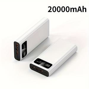 TEMU Hinne 브랜드의 고속 충전 보조 배터리 | 대용량, 휴대용 소형, 22.5W 지원, LED 스마트 디스플레이, 다중 장치 충전, USB Type-C 커넥터, 리튬 폴리머 배터리|보조배터리|보조배터리20000
