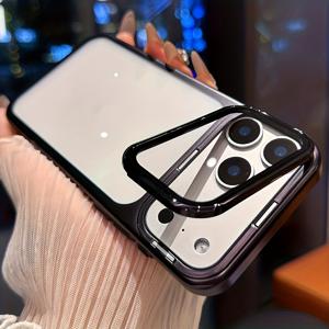 TEMU 아이폰 17 프로 맥스 17 프로 17 16 프로 맥스 16 프로 16 15 프로 맥스 15 프로 맥스 15 프로 15 프로 맥스 14 프로 13 프로 맥스 12 프로 맥스 11용 럭셔리 렌즈 프레임 브래킷 스탠드 폰 케이스, 충격 방지 아머 범퍼 클리어 커버 및 렌즈 글라스 포함