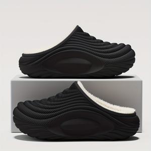 TEMU 남성용 겨울 슬리퍼, 심플 패션 단색 실내화 커플 스타일, 플러시 안감으로 따뜻하고 편안함, EVA 갑피 및 밑창, 1개 디자인, 데일리 캐주얼 사무실용|사무실슬리퍼