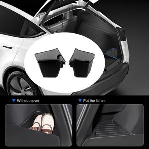 TEMU TESLA 모델 Y Juniper 2025 트렁크용 뚜껑이 있는 TPE 보관함 2개