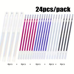 TEMU 24개 세트 열로 지워지는 패브릭 마커 세트, 20개 리필 코어 및 4개 펜 케이싱 포함, 다양한 생생한 색상, 퀼팅, 재봉, 의류 제작 및 커팅 전용 디자인, 미세한 팁의 초크 마커, 퀼팅 필수 도구, 유선형 펜 , 교체 가능한 패브릭 마커|필통