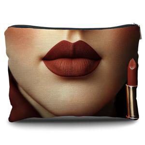 TEMU 아름다운 디자인의 따뜻한 캐스넛 색상의 휴대용 린넨 메이크업 가방, 재사용 가능, 여성용 세면 용품에 적합, 지퍼가 달린 필수 야외 수납 파우치, 여성용 맞춤형 메이크업 가방, 생일, 크리스마스 선물로 이상적|파우치