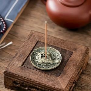 TEMU 우아한 젠 스타일 꽃 금속 향로 - 합금 요가 향로, 조용한 홈 데코에 적합, 크리스마스, 할로윈, 부활절, 하누카, 추수감사절에 완벽