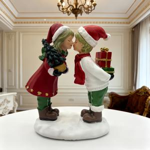 TEMU 매력적인 6.8인치 크리스마스 커플 스태츄 (레진 재질), 홈 데코에 완벽, 거실, 침실, 서재에 적합, 로맨틱한 테이블 장식으로, 크리스마스 및 발렌타인데이 선물로 이상적입니다.