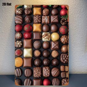 TEMU 초콜릿 테마 벽걸이 플라크 1개 - 8X12인치 빈티지 디자인 사탕 상자 및 딸기, 견과류, 헤이즐넛 패턴의 초콜릿 - 크리스마스, 결혼식, 파티 장식 - 내구성이 뛰어난 금속 간판 (가정, 사탕 가게용)