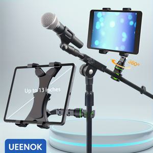 TEMU 라이브 스트리밍을 위해 설계된 범용 태블릿 홀더. 마이크, 삼각대, 트레드밀, 카시트, 학습 책상 설치 가능. 7~13인치 태블릿에 적합한 2단 디자인 및 360° 회전 조절 기능.