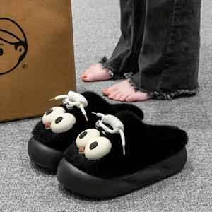 TEMU 여름/겨울용 만화 눈매 디자인 여성용 푹신한 가을/겨울 슬리퍼. 두껍고 편안하며 부드럽고 따뜻한 밑창과 귀여운 플러시 안감이 특징이며 겨울철 야외 활동에 적합합니다. 여성 신발