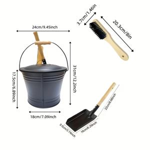 TEMU 모던 벽난로 도구 세트 (뚜껑 있는 재통, 삽 & 브러쉬 포함) - 내구성 강한 철제 장작 소각용, 벽난로, 스토브, 화덕, 그릴에 적합 - 겨울 난방 도우미 & 홈 데코 필수품