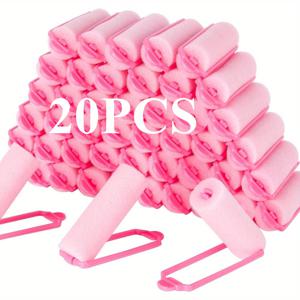 TEMU 20개입 핑크 스펀지 헤어 컬러 | 부드럽고 인체공학적, 열 없음, 자연스러운 컬링, 쌓을 수 있음, 매끄러운 질감, 수면 및 아침 스타일에 이상적, 열 손상 없음, 뷰티 매니아