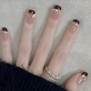 TEMU 24개 장식 네일 팁 + 1개 젤리 글루 + 1개 마찰 스트립