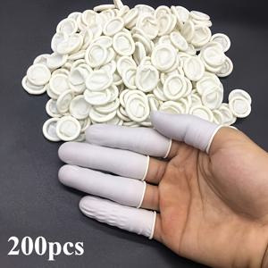 TEMU 200개 라텍스 손가락 코트 | 일회용, 파우더 프리, 먼지 방지, 베이지색 손가락 보호대 (미용 타투 자수용)