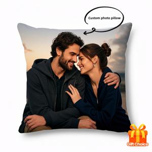 TEMU 맞춤형 사진 지퍼 베개커버, 세탁기 사용 가능. 나만의 사진을 업로드하세요. 발렌타인데이, 기념일, 커플 결혼 선물로 완벽. 아내/남편, 홈 데코, 로맨틱 데코, 맞춤형 선물에 딱!