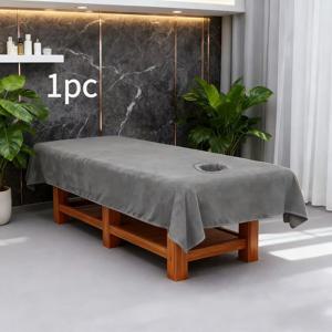 TEMU 1개 두꺼운 플리스 살롱 마사지 시트, 얼굴 구멍 포함, 부드럽고 편안함, 뷰티 스파 침대 커버, 86.61X47.24인치 시트