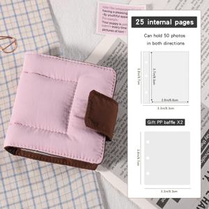 TEMU 미니 라운드 포켓 포토 앨범 - 토스트 스타일 투톤 커버, 3인치 나일론 스크랩북 (, 스냅샷, 카드용) - 생일, 크리스마스, 여행에 딱 맞는 귀여운 미니 앨범 선물