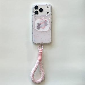 TEMU 폰케이스: 귀여운 애플 푸들 강아지 하트 실버 글리터 별 크림 텍스처 고품질 풀커버 폰케이스 + 패브릭 랜야드, 17 Pro/16/15 Pro Max/14/13 호환