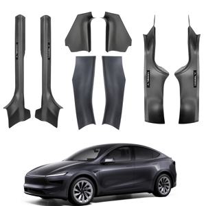 TEMU 테슬라 모델 Y 주니퍼 2025-2026용 8피스 도어 실 프로텍터, 도어 엔트리 가드 스크래치 방지 안티킥 실 가드