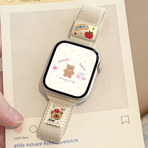 TEMU 애플워치 46mm/42mm/38mm/40mm/41mm/44mm/45mm/49mm 호환, 매직 클라스프 슬림 나일론 스트랩 - 한국식 니팅 스타일 내구성 워치 밴드, iWatch 시리즈 10/9/8/SE/Ultra 2 호환 - 귀여운 여자아이 팔찌 선물 (애플워치 호환)