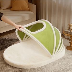 TEMU 1개 소프트 플러시 침대 겨울 동굴 하우스 | 세탁 가능한 애완 동물 텐트, 스펀지 소재, 현대적인 스타일