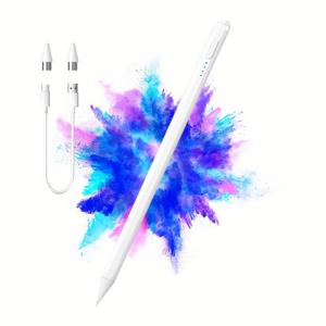 TEMU 터치펜 아이패드 2018-2025 호환, 고속 충전 자석 펜슬(1세대), 틸트 감지 및 팜 리젝션, 아이패드 에어 3/4/5/M2/M3, 아이패드 미니 5/6, 아이패드 6/7/8/9/10/11, 아이패드 프로/프로 11