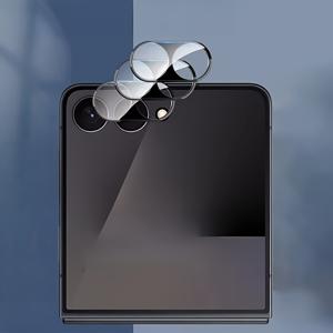 TEMU 삼성 Z Flip 7/6/5/4용 3개입 블랙 강화 유리 렌즈 보호 필름 | 스크래치 방지 및 기포 없음