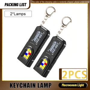 TEMU 1개/2개 미니 메탈 후크 디자인 휴대용 손전등 | 휴대용 펜 클립, USB 충전식, 빨간색 및 파란색 경고 키체인 라이트, 5가지 조명 모드, 가정 비상, 독서, 낚시, 작업, 보안 조명, 리튬 배터리, USB 전원