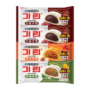 TEMU 롯데웰푸드 태풍상사 X 기린호빵 단팥 372g (4입) x 2개+야채호빵 360g (4입) x 1개+피자호빵 360g (4입) x 1개