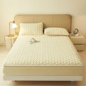 TEMU 북유럽풍 겨울용 극세사 침대패드 따뜻한 누빔 매트리스 커버 침대커버 포근한 보온성과 부드러운 쿠션감|매트리스커버