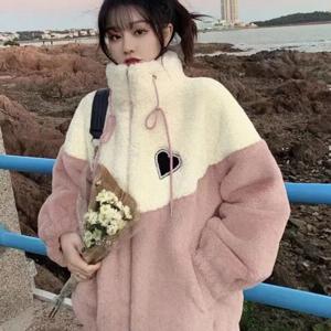 TEMU 두꺼운 코트 여아 가을 겨울 의류 2025 신상 중학교 학생 스웨트셔츠 귀여운 코트