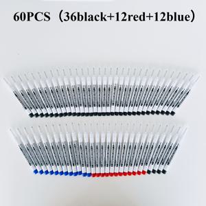 TEMU 60개/세트 얇은 다목적 마커펜, 20mm 깊은 구멍 및 긴 닙, 검정, 흰색, 파랑, 빨강, 초록 다섯 가지 색상, 방수, 금속, 플라스틱, 펀칭펜, 욕실 및 목공 장식용