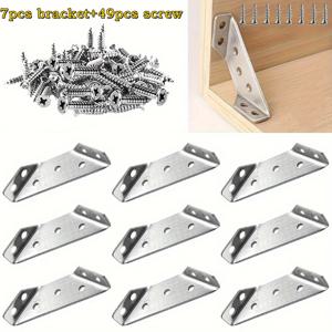 TEMU 56개입 고강도 철제 가구 코너 브래킷 세트 (나사 포함) | 90° 각도 지지, 분리형 표면 및 스크래치 방지 금속 커넥터, 목공, 선반, 테이블, 침대 프레임에 적합 (설치 용이)