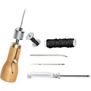 TEMU 가죽 재봉 키트, 정밀 수공예 및 조각 도구 특징 | 메탈 구조의 빈티지 디자인 | 가죽 제품/신발 수리/가방 관리에 적합|가죽가방