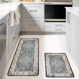 TEMU 1/2개 미끄럼 방지 주방 러그 세트 | 폴리에스터 니트 매트, 바닥 쿠션, 편안한 스탠딩 매트 러너 (주방, 홈 오피스, 싱크대, 세탁실, 욕실용)