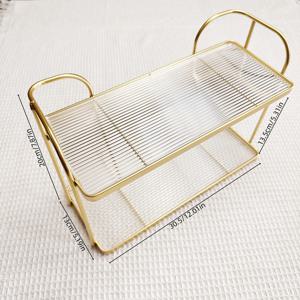 TEMU 1개 수제 세면대 수납 선반, 데스크탑 철제 선반, 이중층 샤워젤 수납 선반, 화장실 수납 선반, 욕실 화장실 선반, 골드 아크릴 베이스 플레이트 타월 선반, 욕실 화장실 장식 및 액세서리, 향수 정리대