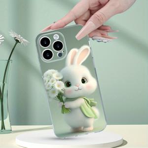 TEMU 아이폰 Plus/15 Pro/15 Pro Max/14/14 Plus/14 Pro/14 Pro Max/13/13/13 Pro/13 Pro Max/12/12/11/Plus/Pro/Max/7/8/SE/XS/XS Max/7P/8P용 창의적이고 심플하며 귀여운 토끼 테마의 트렌디한 인기 투명 휴대폰 케이스, 편안한 그립감