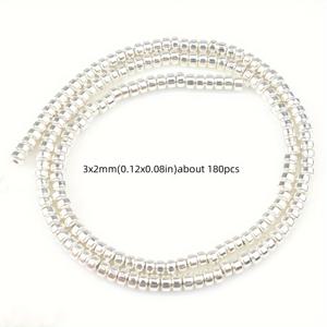 TEMU 2D 플랫 - 3X2mm 천연석 골드 & 실버 헤마타이트 플랫 론델 비즈 180개입, 주얼리 제작, 정교한 팔찌, 목걸이, 수공예품, 여성 선물용으로 이상적