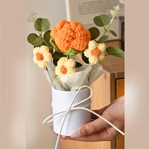 TEMU 1개 인조 장미 부케 - 리얼리스틱 퍼프 장미와 봄 잎사귀, 테이블 센터피스, 발렌타인데이, 어버이날, 크리스마스 선물용 - 관리가 쉬운 꽃다발 (화분 미포함)