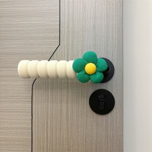 TEMU 문 막기 꽃 디자인 문 손잡이 장갑 비지 보호 문 조용하고 충돌 방지 커버 효과적으로 벽과 문 잠금 장치를 파괴하는 것을 방지합니다. 안티 스테틱 풀링 장갑 1/2pcs|방문손잡이