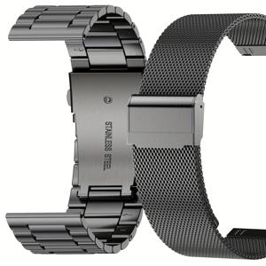 TEMU 22mm 스테인리스 밀라네제 스트랩으로 호환되는 스마트워치 밴드 2개 세트. 삼성, 화웨이, 가르민, 화미, 샤오미, 포실, 호노 등 다양한 브랜드와 호환되며 남녀 모두에게 적합하게 디자인되었습니다.