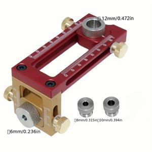 TEMU 2-in-1 드릴링 가이드 핀 조인트 드릴 베드 1세트 | 캐비닛 스크류 펀칭 로케이터 목공 홀 드릴 비트 세트 (4홀 6/8/10/12 핀 포함), 알루미늄 및 금속 재질, 전기 또는 배터리 불필요