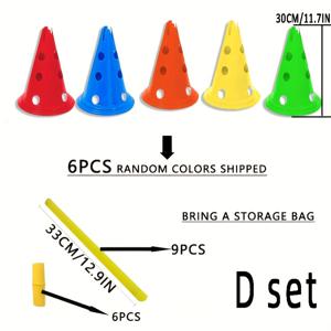TEMU A/C/D/E 세트 선택 가능 - 축구 민첩성 훈련 허들 - PE 민첩성 훈련 장비, 조절 가능한 콘 사인과 점핑 로드 포함, 남녀 공용 야외 스포츠 민첩성 훈련용