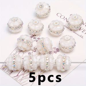 TEMU 20mm 크기의 튼튼하고 다면적인 대형 루스 스페이서 비즈 5개 세트. 고품질 아크릴 하트 및 원형 비즈로, 주얼리 제작 및 공예에 적합합니다. 초보자와 숙련된 DIY를 위한 하트 모양 아크릴 비즈 키트입니다.|은목걸이