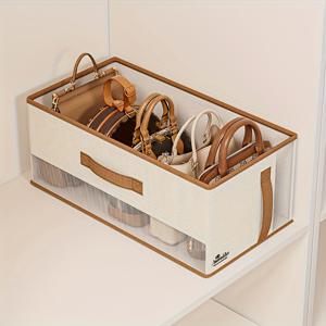 TEMU 1개 가방 보관용 천 상자, 칸막이 정리함. 먼지 방지 및 공간 절약형 상자, 칸막이 디자인, 가방 보관대, 추수감사절 적용 가능, 벽걸이 옷장 시스템