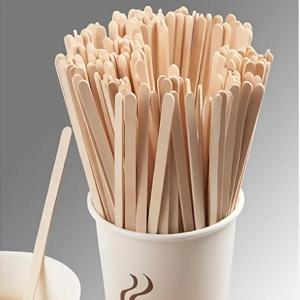 TEMU 300개/500개 11cm/4.33인치 일회용 커피 스티커, 커피 및 칵테일용 나무 스티커, 부드러운 끝의 나무 음료 믹서, 음료 스티커, 커피 바 추가